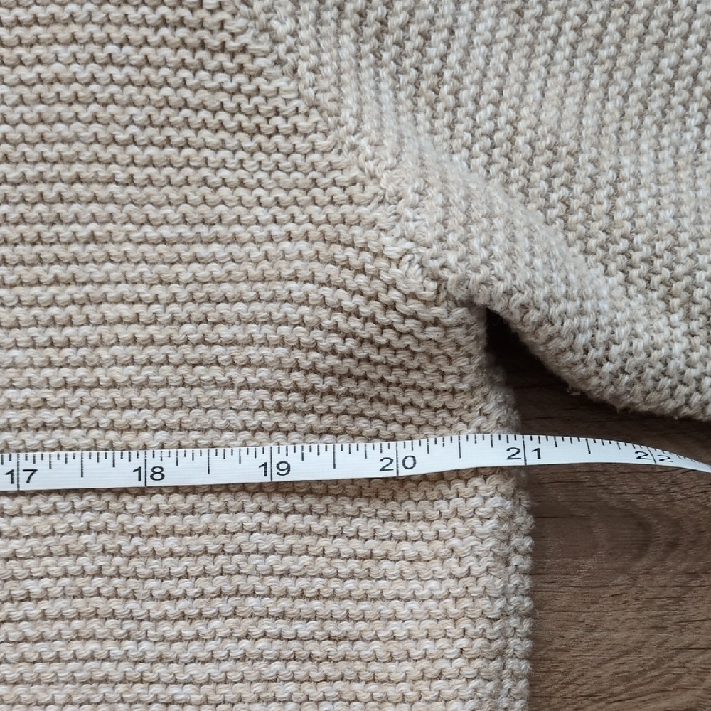 2 Sahalie Chunky Knit V-Neck Long Sleeve Sweaters - Cotton Blend - Tan & Green L - Picture 7 of 13